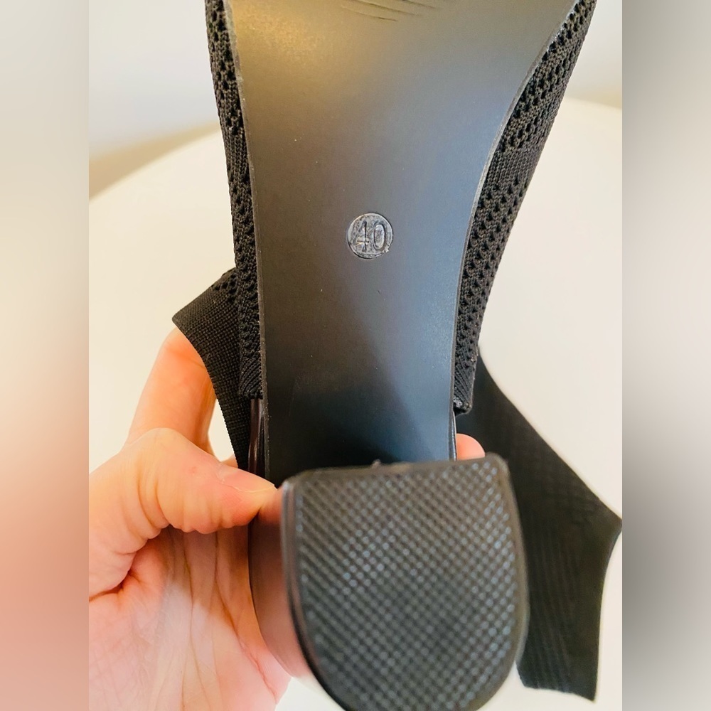 Peep Toe Booties, Size 40, Minimalist Open Toe Chunky Heeled Slingback Boots - Picture 5 of 9